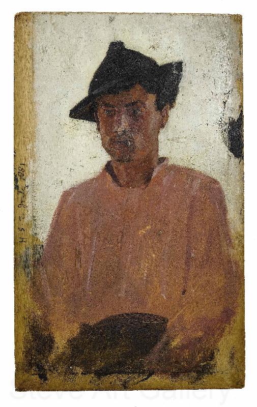 Henry Scott Tuke Italian man with hat Norge oil painting art